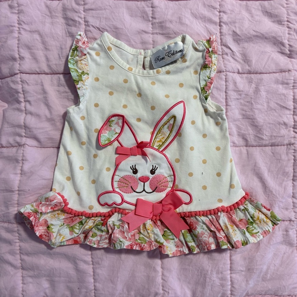 Rare Editions White and Pink Bunny Top